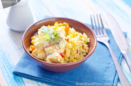 Image of rice with meat and vegetables