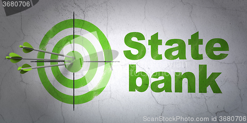 Image of Banking concept: target and State Bank on wall background