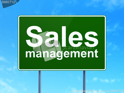 Image of Advertising concept: Sales Management on road sign background