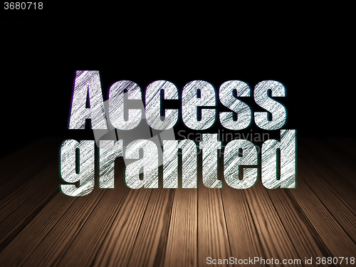 Image of Privacy concept: Access Granted in grunge dark room