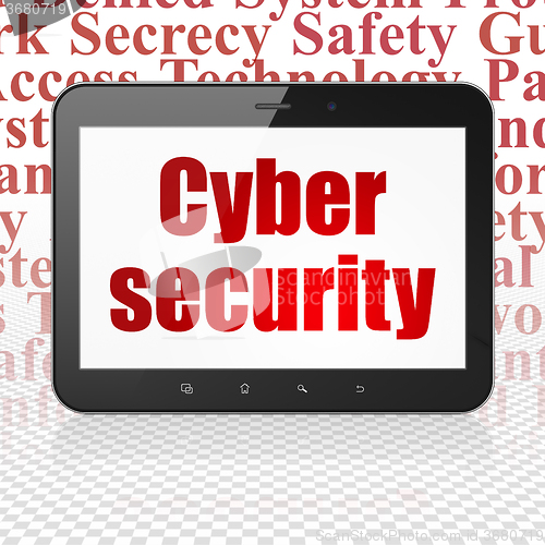 Image of Safety concept: Tablet Computer with Cyber Security on display