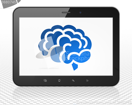 Image of Medicine concept: Tablet Pc Computer with Brain on display