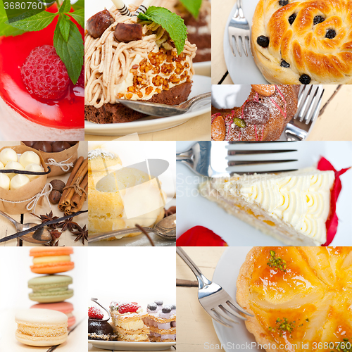 Image of fresh dessert cake collage 