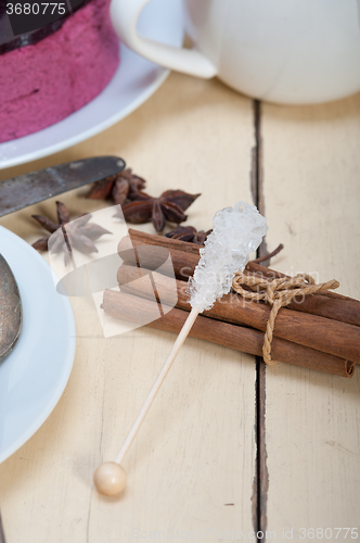 Image of blueberry and raspberry cake mousse dessert