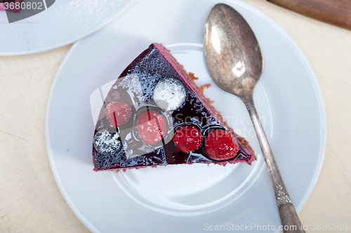Image of blueberry and raspberry cake mousse dessert
