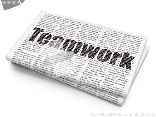 Image of Finance concept: Teamwork on Newspaper background