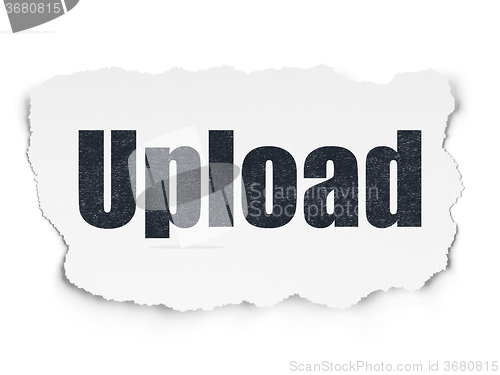 Image of Web development concept: Upload on Torn Paper background