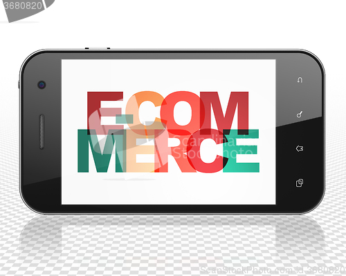 Image of Finance concept: Smartphone with E-commerce on  display