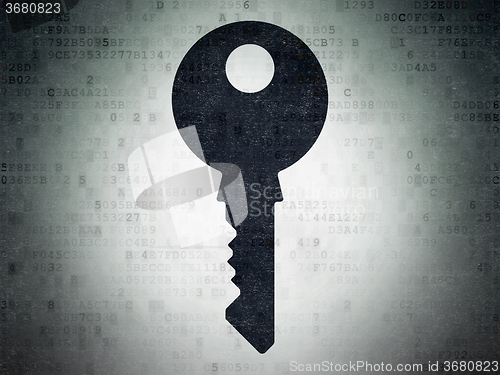 Image of Privacy concept: Key on Digital Paper background