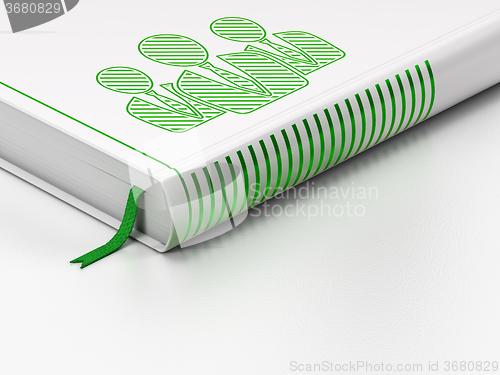 Image of Advertising concept: closed book, Business People on white background