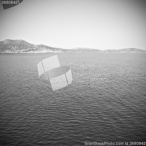 Image of greece from the boat  islands in mediterranean sea and sky