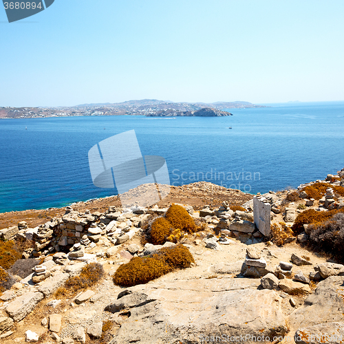 Image of famous   in delos greece the historycal acropolis and old ruin s