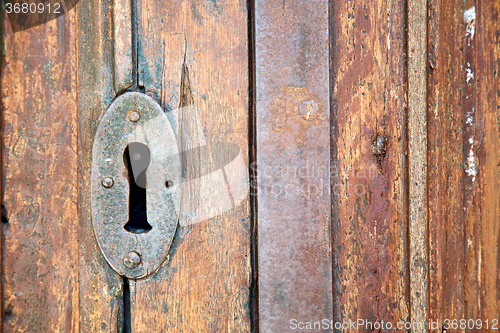 Image of  door    in italy   ancian wood and traditional  texture nail