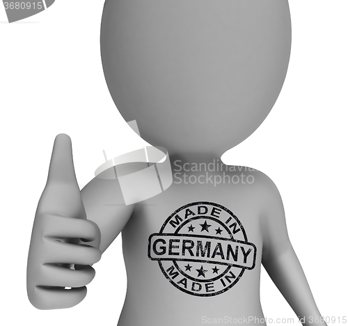 Image of Made In Germany Stamp On Man Shows German Products Approved