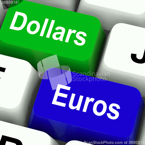 Image of Dollar And Euros Keys Mean Foreign Currency Exchange Online