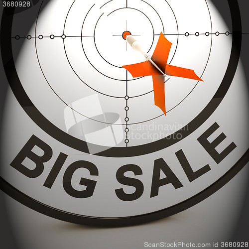 Image of Big Sale Shows Promotion Offers Reductions And Savings