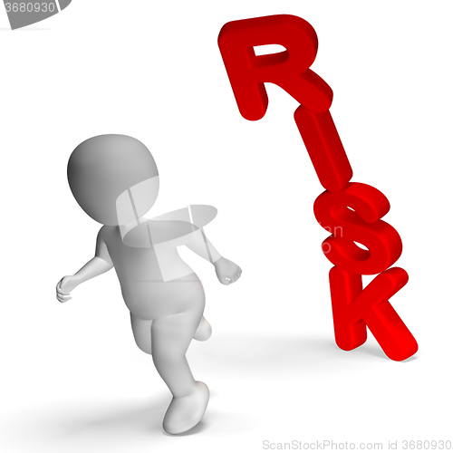 Image of Risk And 3d Character Shows Peril And Uncertainty 