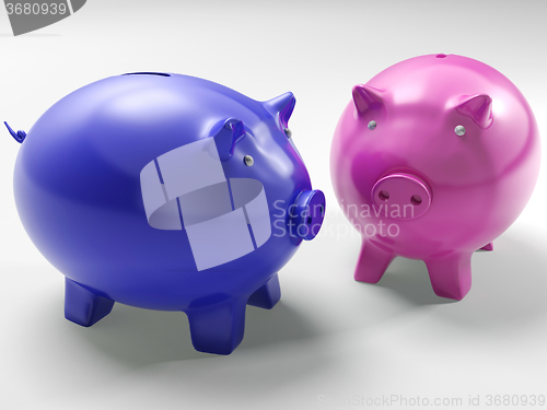 Image of Two Pigs Shows Financial Investment And Security