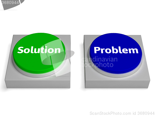 Image of Problem And Solution Buttons Shows Problems Or Solving