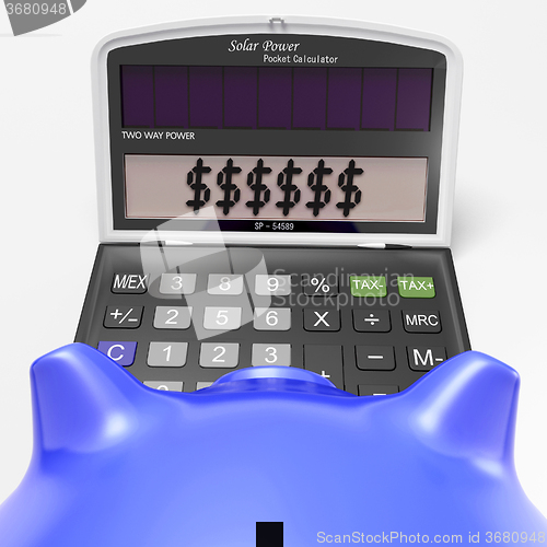 Image of Dollars In Calculator Shows Wealth And Security