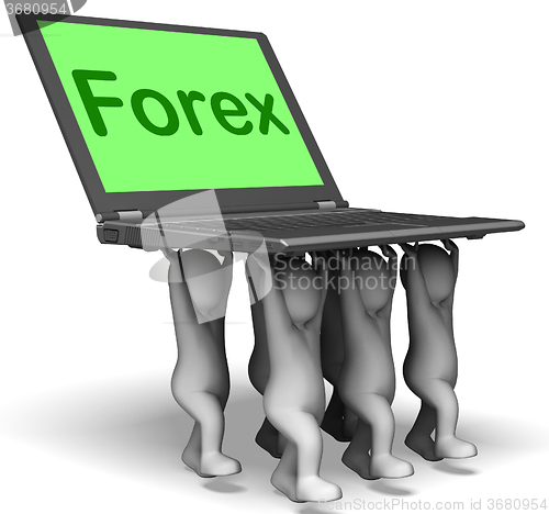Image of Forex Characters Laptop Shows Fx Or Foreign Currency Trading