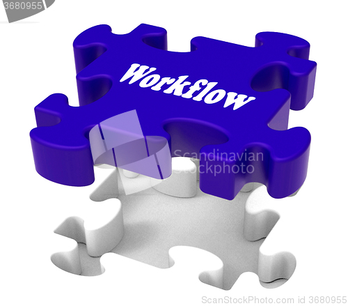 Image of Workflow Puzzle Shows Structure Flow Or Work Procedure