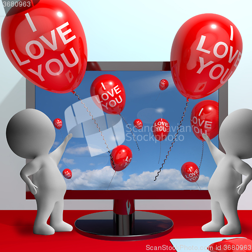 Image of I Love You Balloons Shows Love And Online Dating
