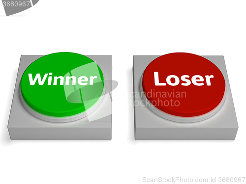 Image of Winner Loser Buttons Show Gambling Or Betting