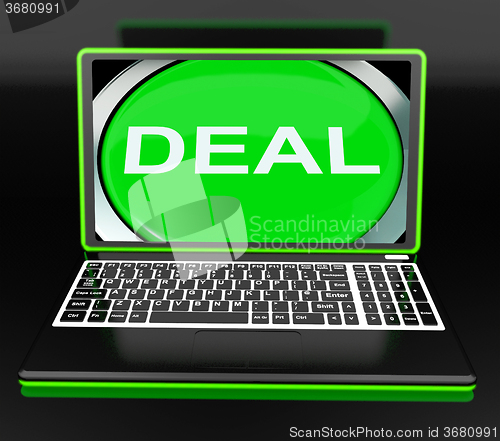 Image of Deal Laptop Shows Online Trade Contract Or Dealing