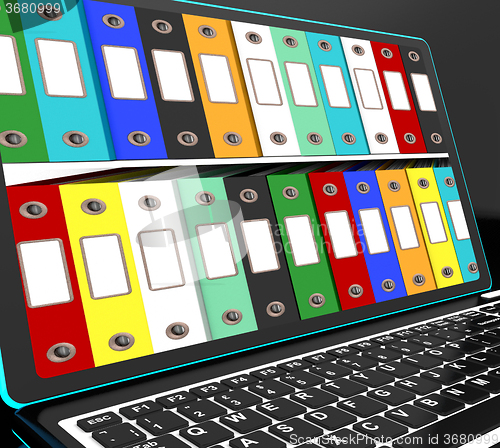Image of Files Shelves On Laptop Shows Administrate