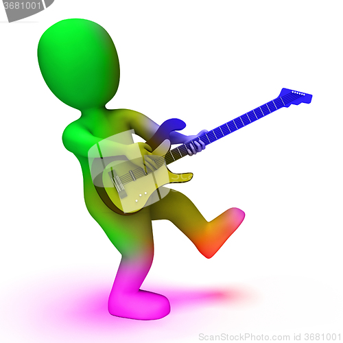Image of Rock Guitarist Shows Music Guitar Playing And Character