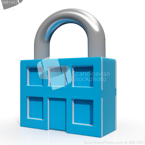 Image of Padlock And House Showing Building Security
