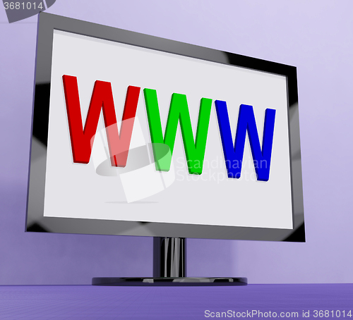 Image of Www On Monitor Shows Internet Web Or Net