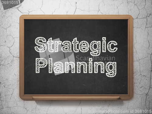 Image of Business concept: Strategic Planning on chalkboard background