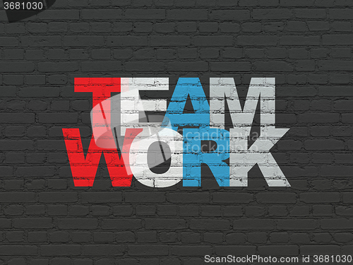 Image of Finance concept: Teamwork on wall background