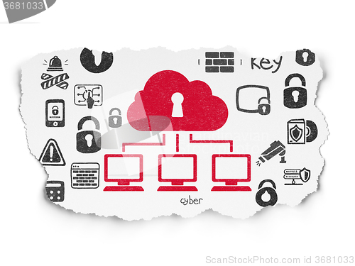 Image of Protection concept: Cloud Network on Torn Paper background