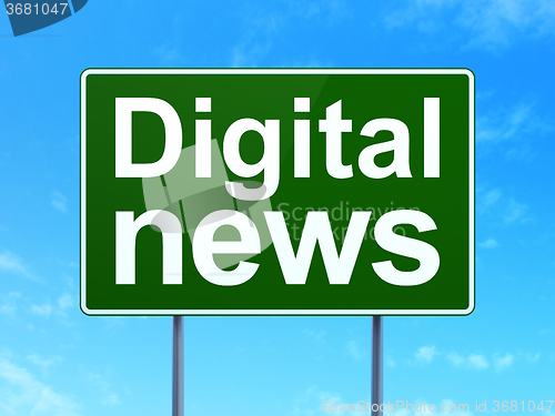 Image of News concept: Digital News on road sign background