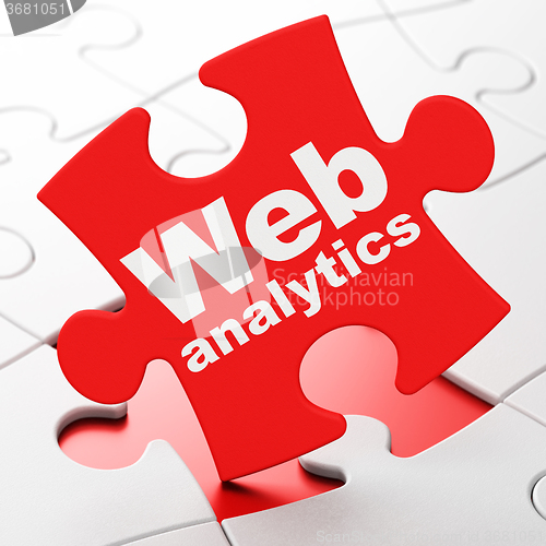 Image of Web development concept: Web Analytics on puzzle background