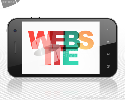 Image of Web design concept: Smartphone with Website on  display