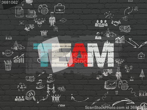 Image of Finance concept: Team on wall background