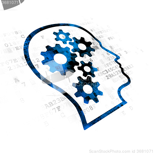 Image of Business concept: Head With Gears on Digital background