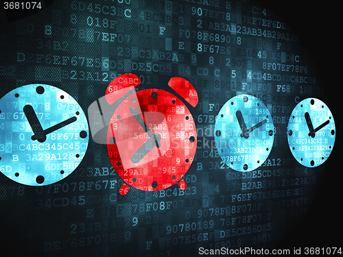 Image of Time concept: Alarm Clock on digital background