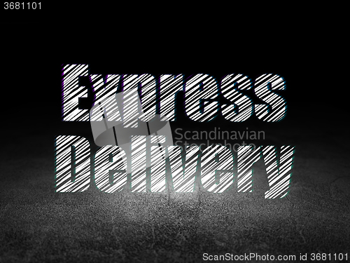 Image of Finance concept: Express Delivery in grunge dark room