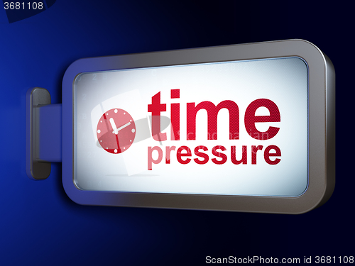 Image of Timeline concept: Time Pressure and Clock on billboard background
