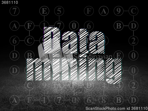 Image of Information concept: Data Mining in grunge dark room