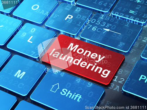 Image of Money concept: Money Laundering on computer keyboard background