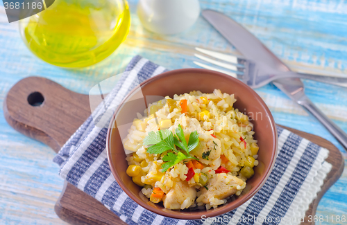 Image of rice with meat and vegetables