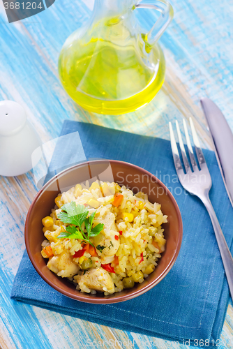 Image of rice with meat and vegetables