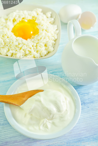 Image of cottage,eggs,milk nd sour cream