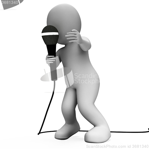 Image of Singer Character With Mic Shows Singing Songs Or Talent Concert